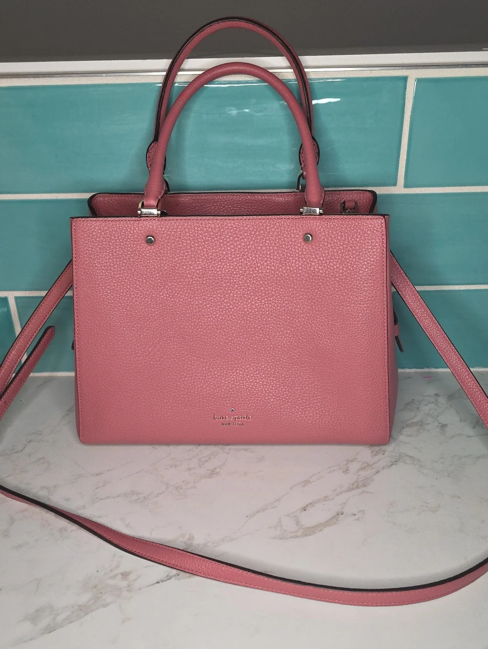 kate spade PINK LEILA Medium TRIPLE Compartment Satchel Crossbody Strap